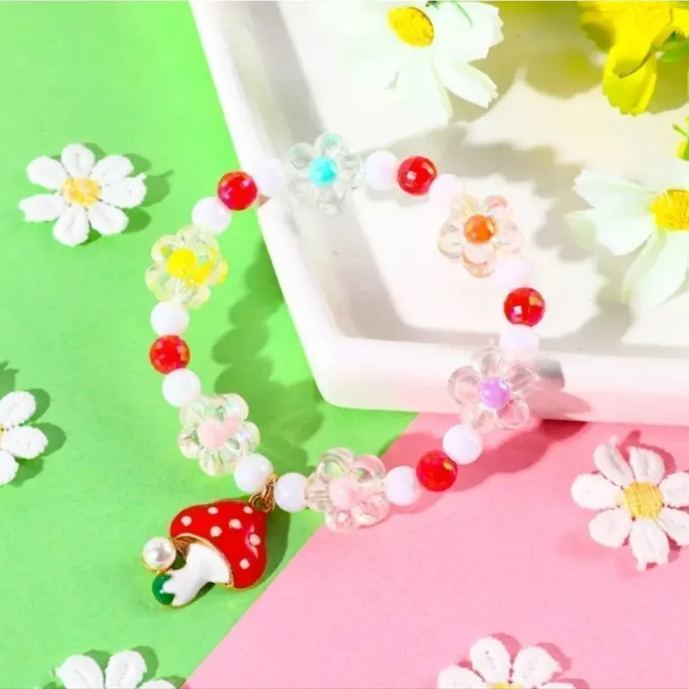 Girls alloy mushroom pendant bracelet